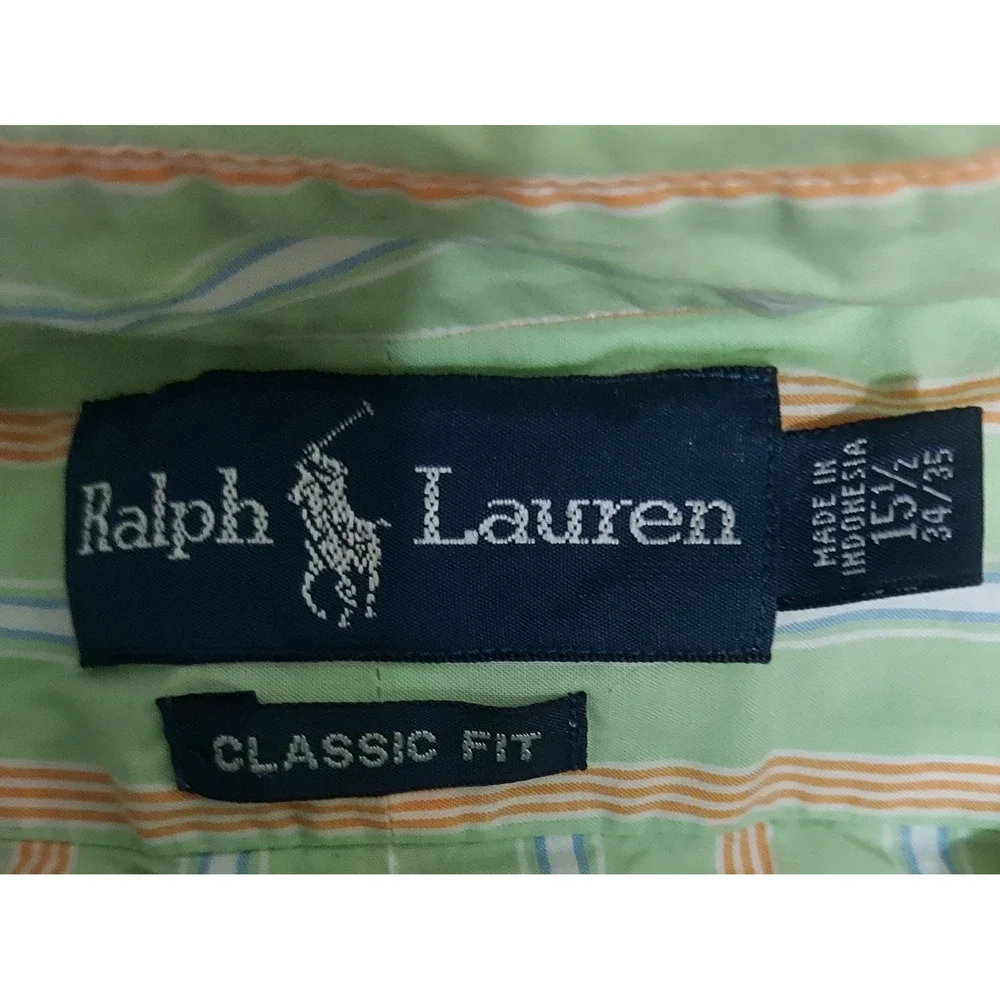 Ralph Lauren Classic Fit Striped Button Down Shirt Mens 15 1/2 34/35‎